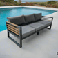 Avignon Outdoor Patio Aluminum Metal Sofa in Midnight Grey with Sunbrella Cushions in Canvas Charcoal