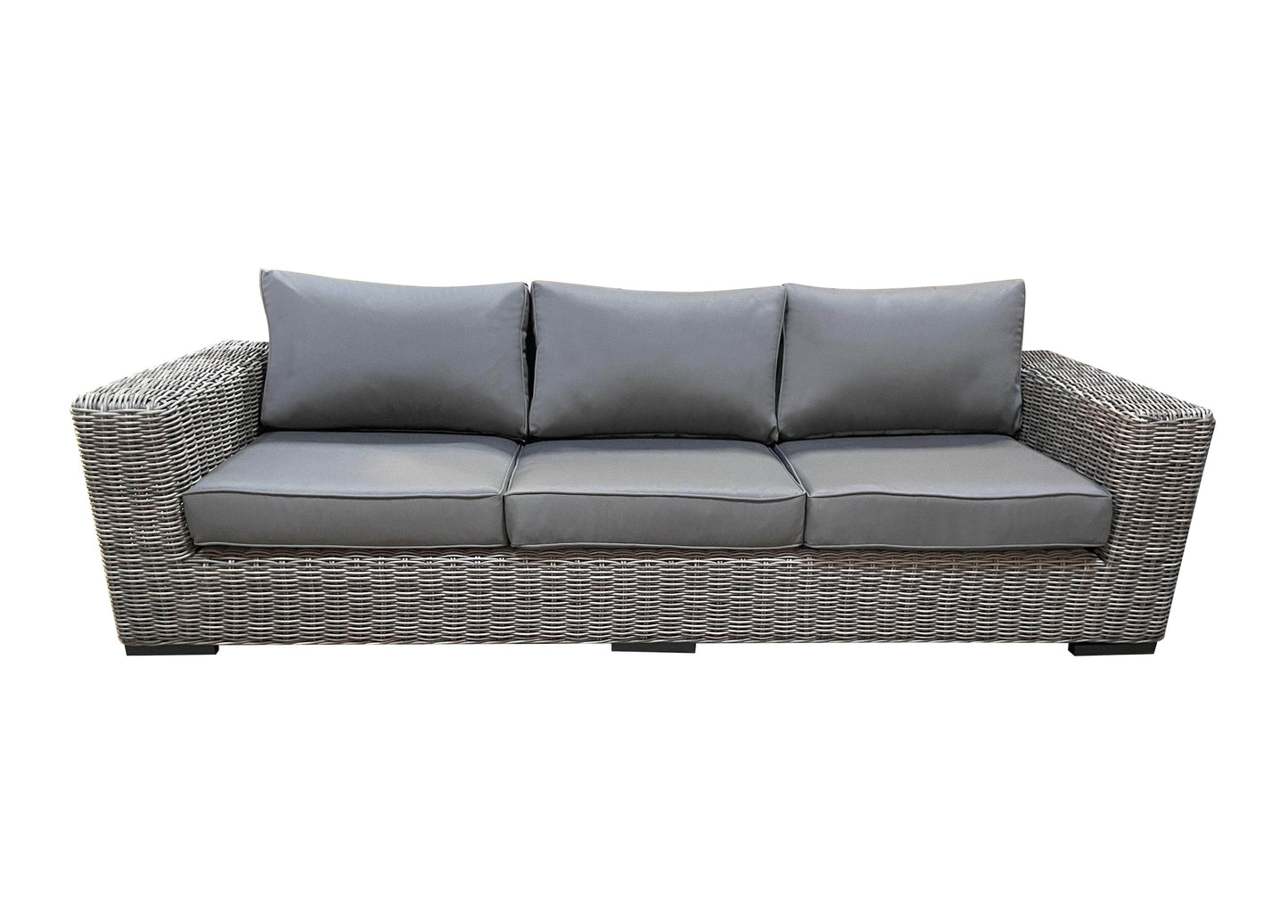 CIEUX Champagne Outdoor Patio Wicker Sofa in Grey with Sunbrella Cushions, image 4