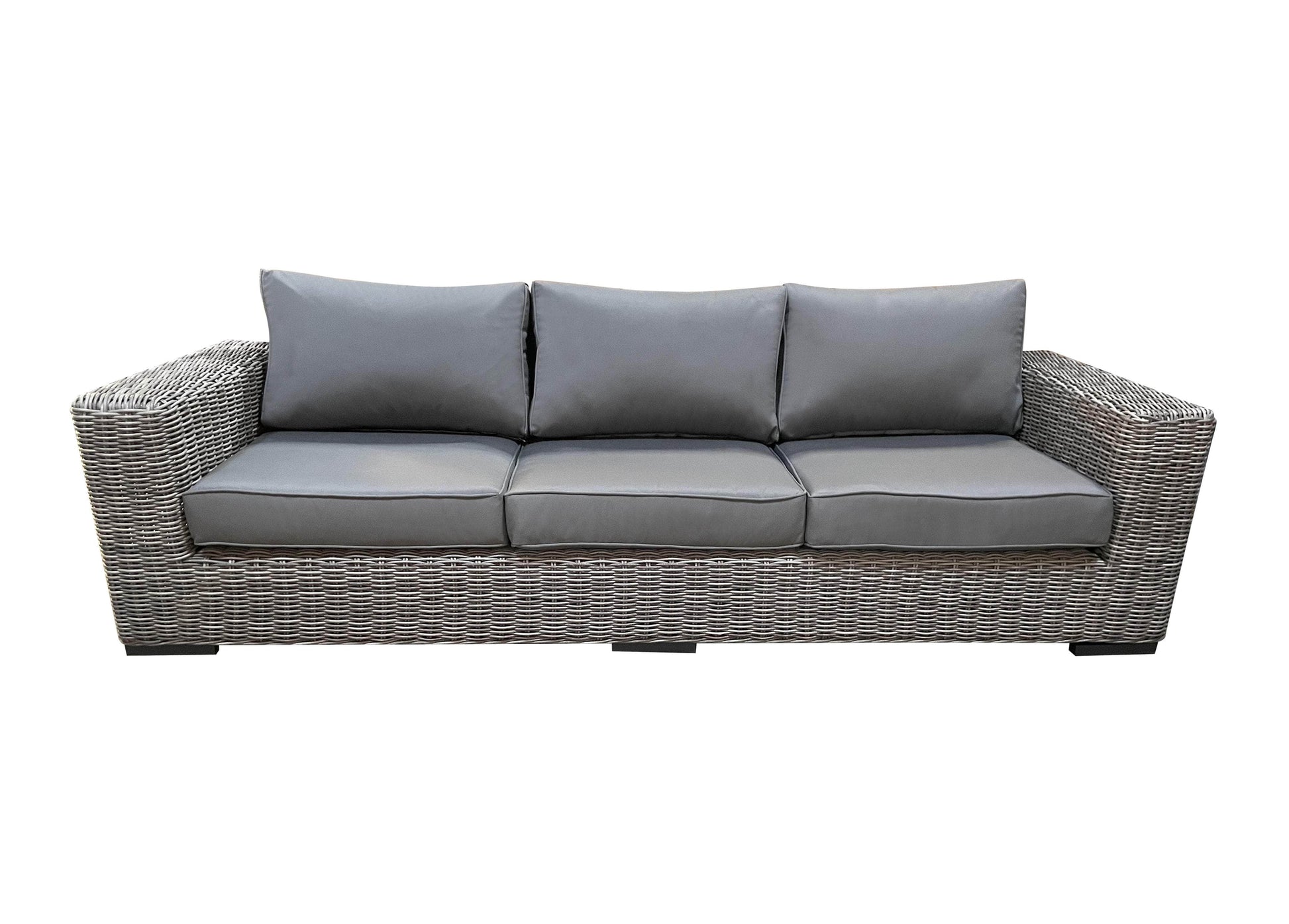 CIEUX Champagne Outdoor Patio Wicker Sofa in Grey with Sunbrella Cushions, image 4