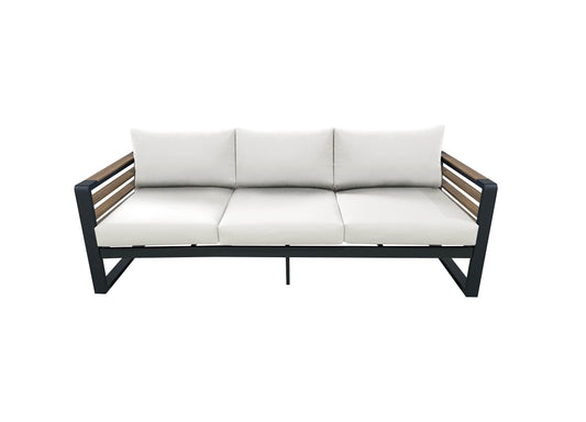 CIEUX Sofa Canvas Natural Avignon Outdoor Patio Aluminum Metal Sofa in Black with Sunbrella Cushions - Available in 2 Colours