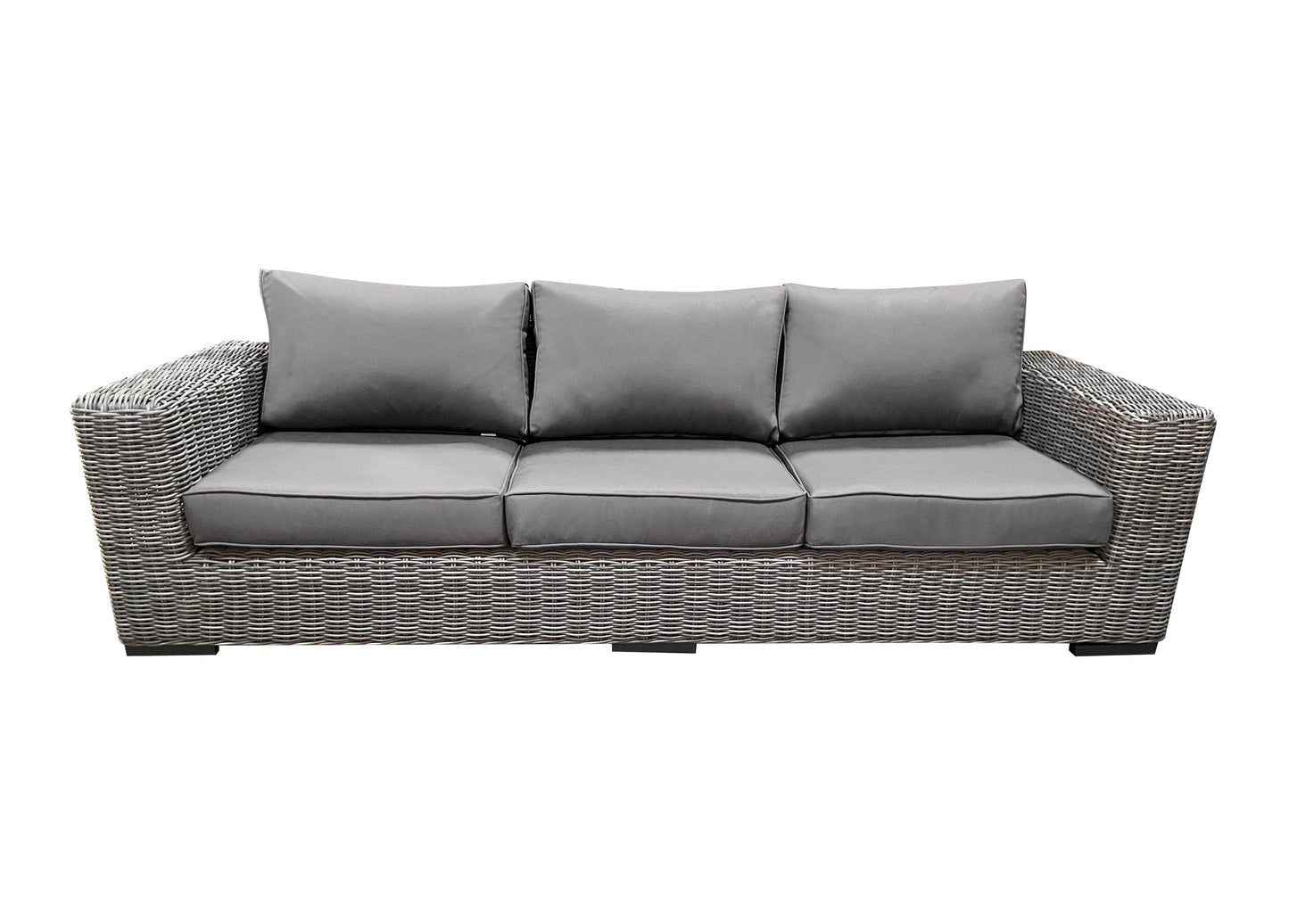 CIEUX Champagne Outdoor Patio Wicker Sofa in Grey with Sunbrella Cushions, image 8