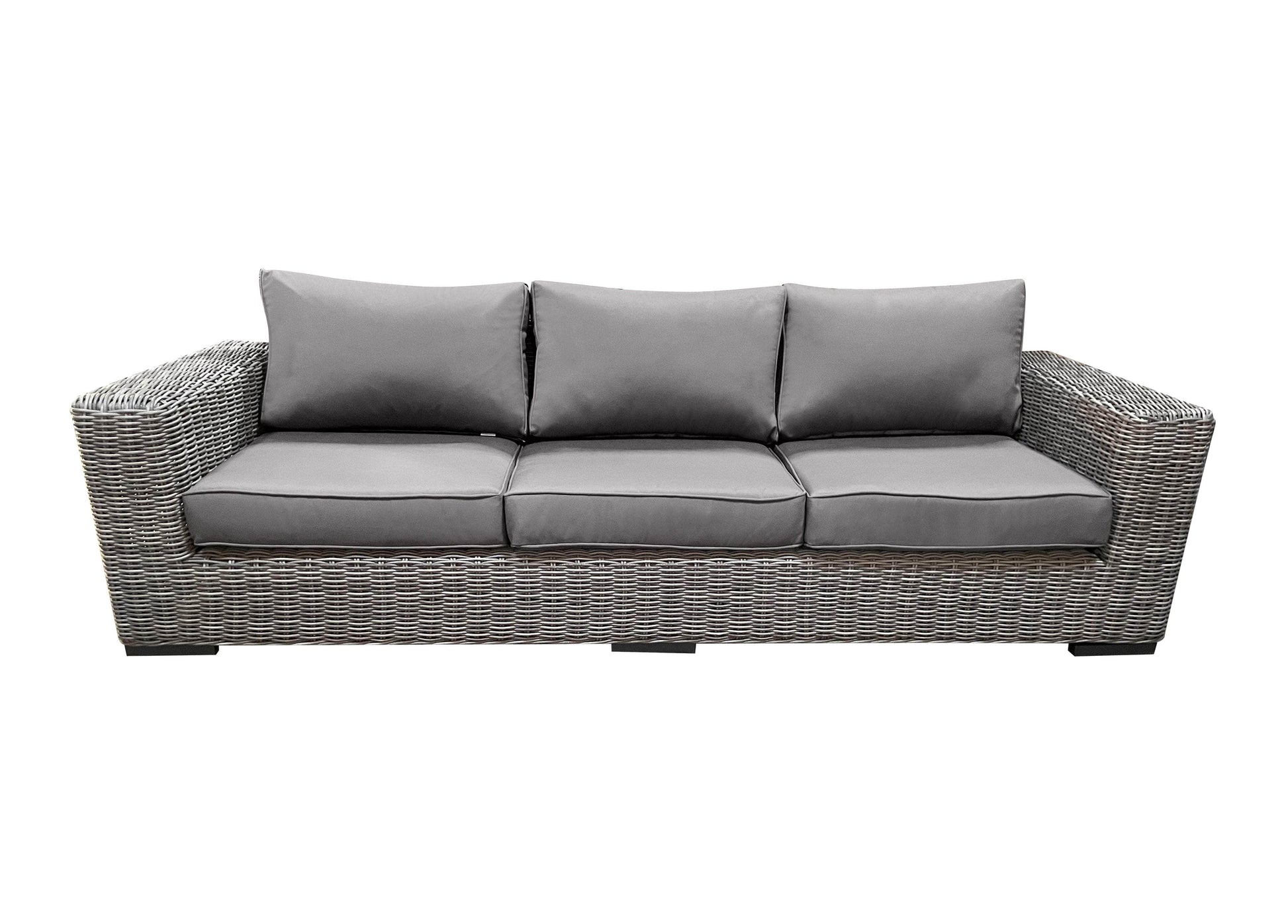 CIEUX Sofa Canvas Taupe Champagne Outdoor Patio Wicker Sofa in Grey with Sunbrella Cushions - Available in 2 Colours