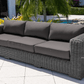 CIEUX Champagne Outdoor Patio Wicker Sofa in Grey with Sunbrella Cushions, image 6
