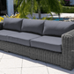CIEUX Champagne Outdoor Patio Wicker Sofa in Grey with Sunbrella Cushions, image 2