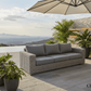 CIEUX Champagne Outdoor Patio Wicker Sofa in Grey with Sunbrella Cushions, image 1