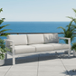 CIEUX Corsica Outdoor Patio Aluminum Metal Sofa in White with Sunbrella Cushions, image 1