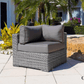 CIEUX Sofa Riviera Outdoor Patio Wicker Sofa in Grey with Sunbrella Canvas Charcoal Cushions