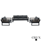 CIEUX Avignon 3 Piece Outdoor Patio Aluminum Metal Sofa and 2 Club Chairs Conversation Set in Midnight Grey with Sunbrella Cushions in Canvas Charcoal, image 3