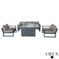 CIEUX Avignon 4 Piece Outdoor Patio Aluminum Metal Sofa and 2 Club Chairs Conversation Set with Alsace Fire Pit Adjustable Height Table in Midnight Grey with Sunbrella Cushions in Canvas Charcoal, image 5