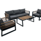 Avignon Outdoor Patio Aluminum Metal Sofa Conversation Set in Midnight Grey with Sunbrella Cushions in Canvas Charcoal