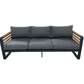Avignon Outdoor Patio Aluminum Metal Sofa Conversation Set in Midnight Grey with Sunbrella Cushions in Canvas Charcoal