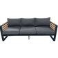 CIEUX Avignon 3 Piece Outdoor Patio Aluminum Metal Sofa and 2 Club Chairs Conversation Set in Midnight Grey with Sunbrella Cushions in Canvas Charcoal, image 5