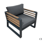 CIEUX Avignon 3 Piece Outdoor Patio Aluminum Metal L Shaped Sectional Sofa with Adjustable Seats and Club Chair Set and Annency Fire Pit Coffee Table in Midnight Grey with Sunbrella Cushions in Canvas Charcoal, image 10