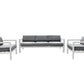 CIEUX Corsica Outdoor Patio Aluminum Metal Sofa Conversation Set in White with Sunbrella Cushions, image 5