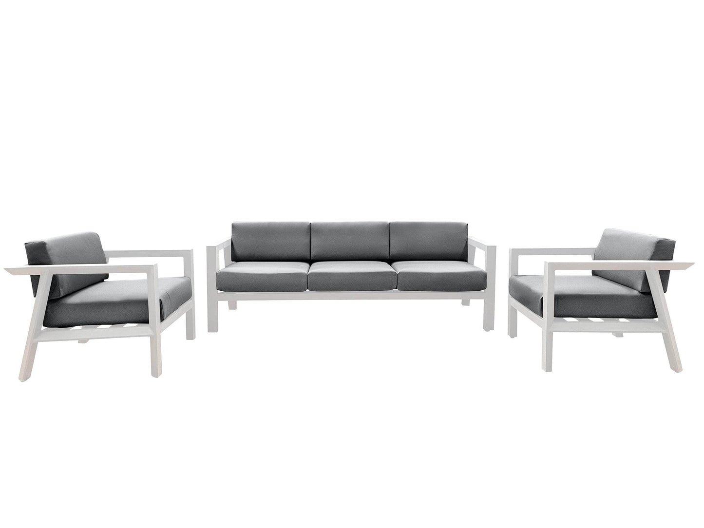 CIEUX Corsica Outdoor Patio Aluminum Metal Sofa Conversation Set in White with Sunbrella Cushions, image 5