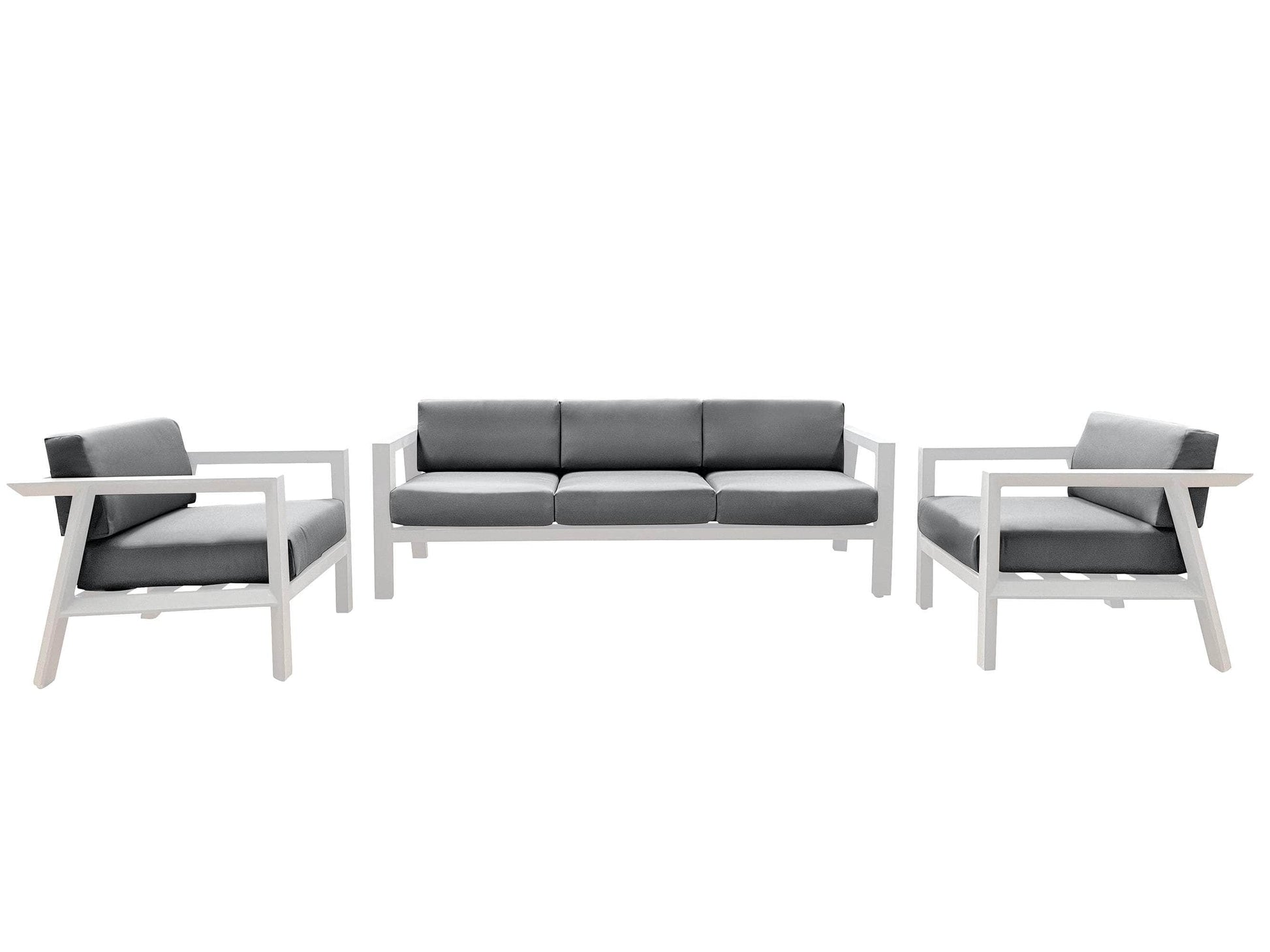 CIEUX Corsica Outdoor Patio Aluminum Metal Sofa Conversation Set in White with Sunbrella Cushions, image 5