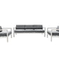 CIEUX Sofa Set Canvas Charcoal Corsica Outdoor Patio Aluminum Metal Sofa Conversation Set in White with Sunbrella Cushions - Available in 2 Colours