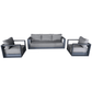 CIEUX Sofa Set Canvas Charcoal Lyon 3 Piece Outdoor Patio Aluminum Metal Sofa and 2 Club Chairs Conversation Set in Midnight Grey with Sunbrella Cushions - Available in 2 Colours