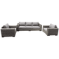 CIEUX Sofa Set Canvas Taupe Champagne 3 Piece Outdoor Patio Wicker Sofa and 2 Club Chairs Conversation Set in Grey with Sunbrella Cushions - Available in 2 Colours
