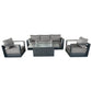 CIEUX Sofa Set Canvas Taupe Lyon 4 Piece Outdoor Patio Aluminum Metal Sofa and 2 Club Chairs Conversation Set with Alsace Fire Pit Adjustable Height Table in Midnight Grey with Sunbrella Cushions - Available in 2 Colours