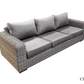 CIEUX Sofa Set Champagne 3 Piece Outdoor Patio Wicker Sofa and 2 Club Chairs Conversation Set in Grey with Sunbrella Cushions - Available in 2 Colours