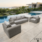 CIEUX Sofa Set Champagne 3 Piece Outdoor Patio Wicker Sofa and 2 Club Chairs Conversation Set in Grey with Sunbrella Cushions - Available in 2 Colours