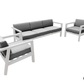 CIEUX Sofa Set Corsica Outdoor Patio Aluminum Metal Sofa Conversation Set in White with Sunbrella Cushions - Available in 2 Colours