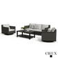 Cieux Sofa Set Loire Outdoor Patio Aluminum Metal Sofa Conversation Set with Swivel Club Chairs and Sunbrella Cast Silver Cushions