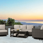 CIEUX Sofa Set Loire Outdoor Patio Aluminum Metal Sofa Conversation Set with Swivel Club Chairs and Sunbrella Cast Silver Cushions