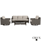 CIEUX Sofa Set Loire Outdoor Patio Aluminum Metal Sofa Conversation Set with Swivel Club Chairs and Sunbrella Cast Silver Cushions