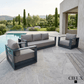 CIEUX Sofa Set Lyon 3 Piece Outdoor Patio Aluminum Metal Sofa and 2 Club Chairs Conversation Set in Midnight Grey with Sunbrella Cushions - Available in 2 Colours