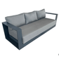 CIEUX Sofa Set Lyon Outdoor Patio Aluminum Metal Sofa Conversation Set and Annency Fire Pit Coffee Table in Midnight Grey with Sunbrella Cushions - Available in 2 Colours