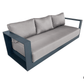 CIEUX Sofa Set Lyon Outdoor Patio Aluminum Metal Sofa Conversation Set and Annency Fire Pit Coffee Table in Midnight Grey with Sunbrella Cushions - Available in 2 Colours