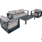 CIEUX Lyon Outdoor Patio Aluminum Metal Sofa Conversation Set in Midnight Grey with Sunbrella Cushions, image 11