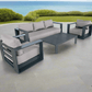 CIEUX Lyon Outdoor Patio Aluminum Metal Sofa Conversation Set in Midnight Grey with Sunbrella Cushions, image 10