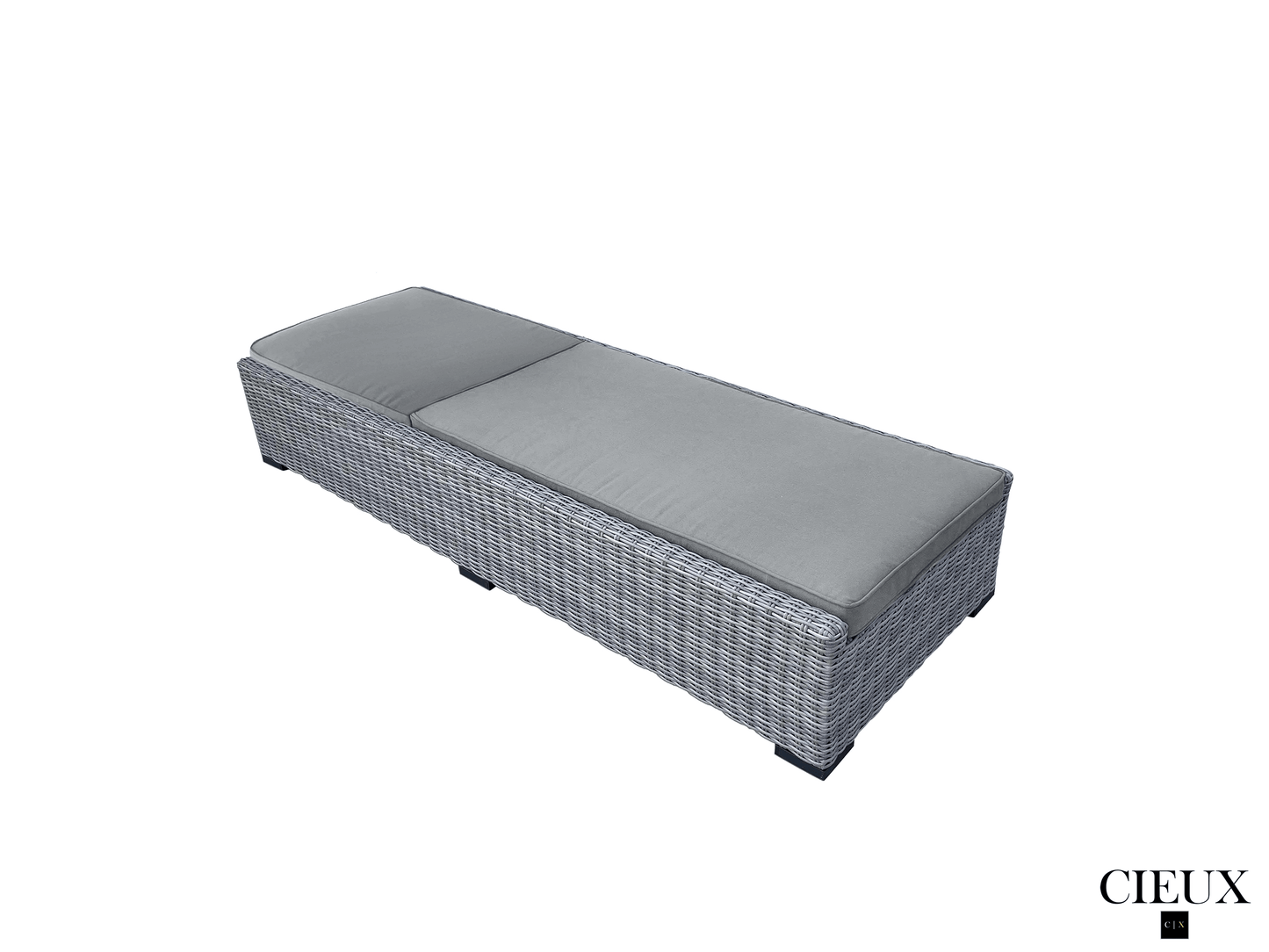 CIEUX Cannes Outdoor Patio Wicker Chaise Sun Lounger in Grey with Sunbrella Cushions, image 3