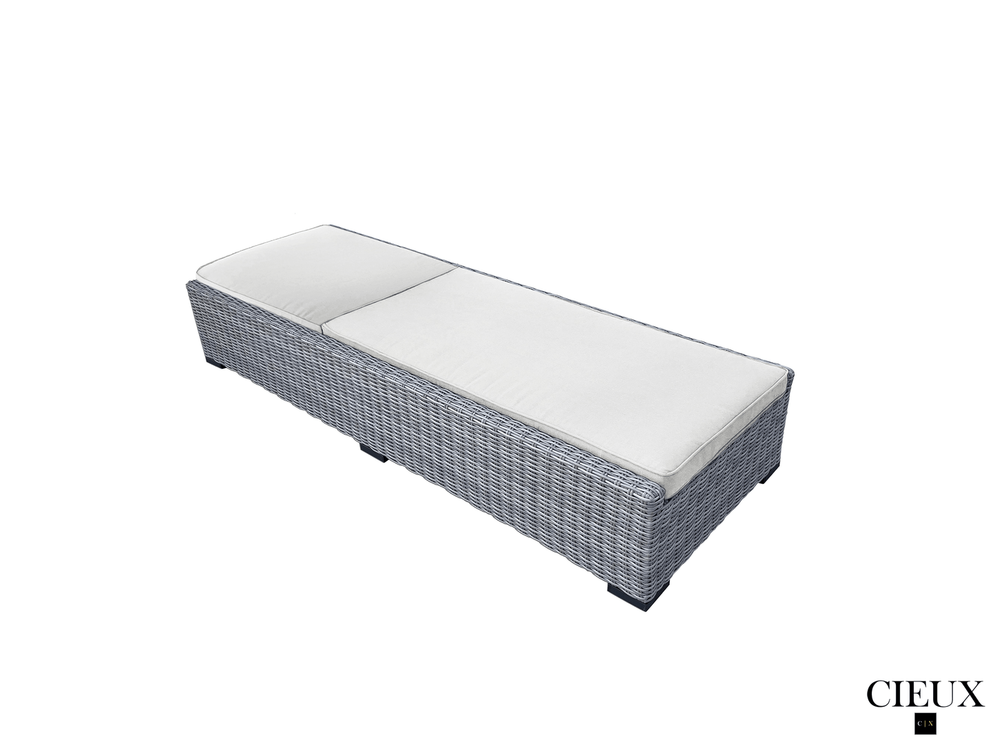 CIEUX Sun Lounger Cannes Outdoor Patio Wicker Chaise Sun Lounger in Grey with Sunbrella Cushions - Available in 2 Colours