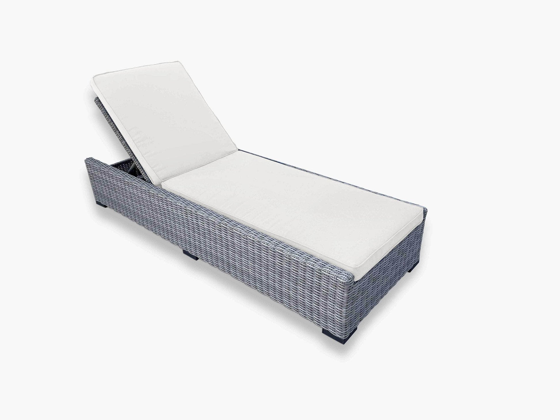 CIEUX Sun Lounger Canvas Natural Cannes Outdoor Patio Wicker Chaise Sun Lounger in Grey with Sunbrella Cushions - Available in 2 Colours