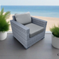 Cannes Outdoor Patio Wicker Club Chair in Grey with Sunbrella Cushions - Available in 2 Colours