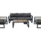 Pending - Cieux Canvas Charcoal Avignon Outdoor Patio Aluminum Metal Sofa Conversation Set in Black with Sunbrella Cushions - Available in 2 Colours