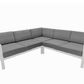 Pending - Cieux Canvas Charcoal Corsica Outdoor Patio Aluminum Metal Corner Sectional Sofa in White with Sunbrella Cushions - Available in 2 Colours