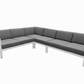 CIEUX Corsica Outdoor Patio Aluminum Metal L Shaped Sectional Sofa in White with Sunbrella Cushions, image 2