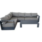 CIEUX Lyon 2 Piece Outdoor Patio Aluminum Metal L Shaped Sectional Sofa and Coffee Table Set in Midnight Grey with Sunbrella Cushions, image 3