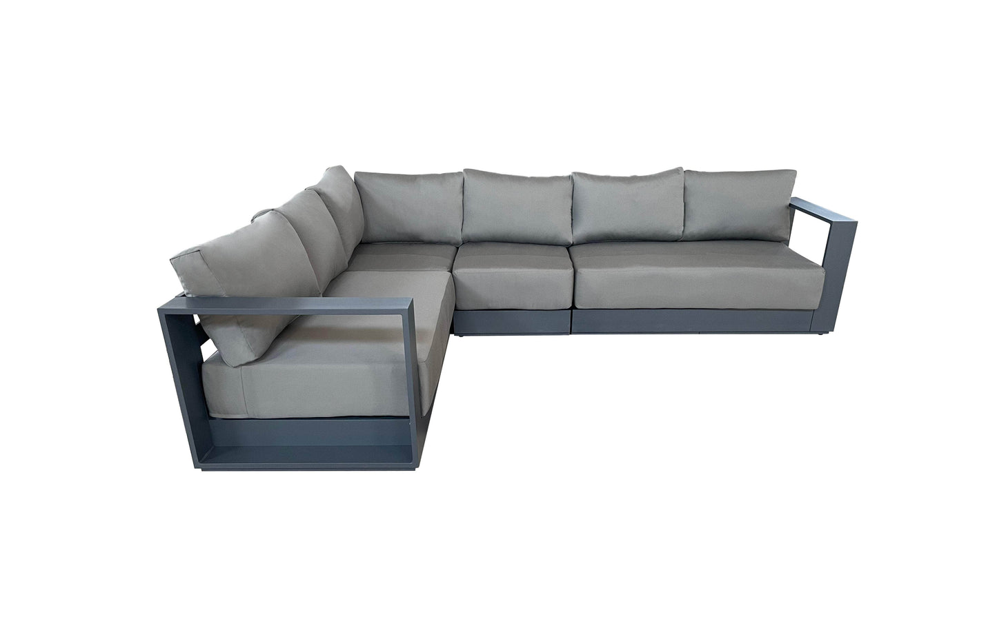 Pending - Cieux Canvas Charcoal Lyon Outdoor Patio Aluminum Metal L-Shaped Sectional Sofa in Midnight Grey with Sunbrella Cushions - Available in 2 Colours