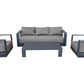 Lyon Outdoor Patio Aluminum Metal Sofa Conversation Set in Midnight Grey with Sunbrella Cushions - Available in 2 Colours