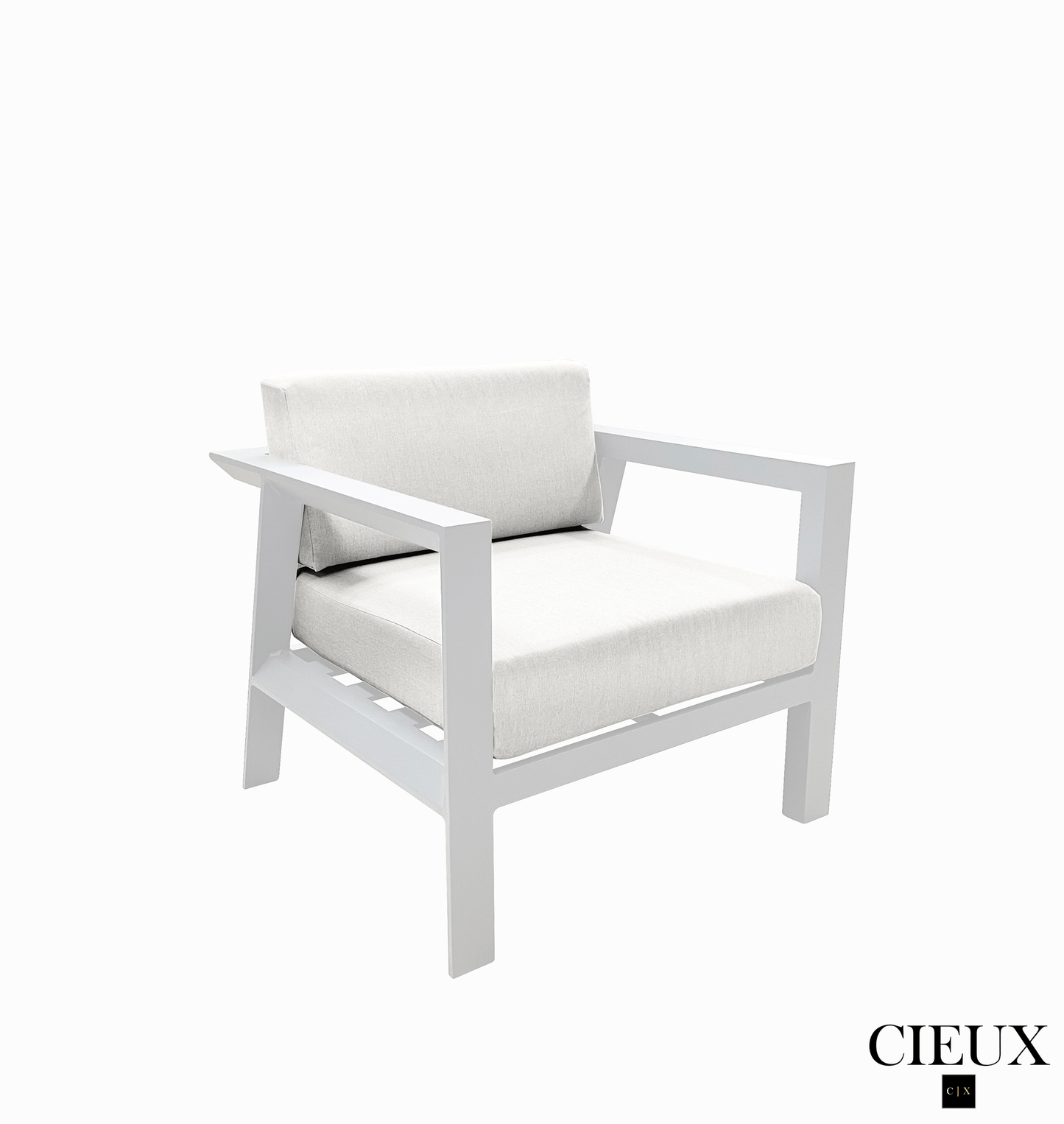 CIEUX Corsica Outdoor Patio Aluminum Metal Club Chair in White with Sunbrella Cushions, image 3