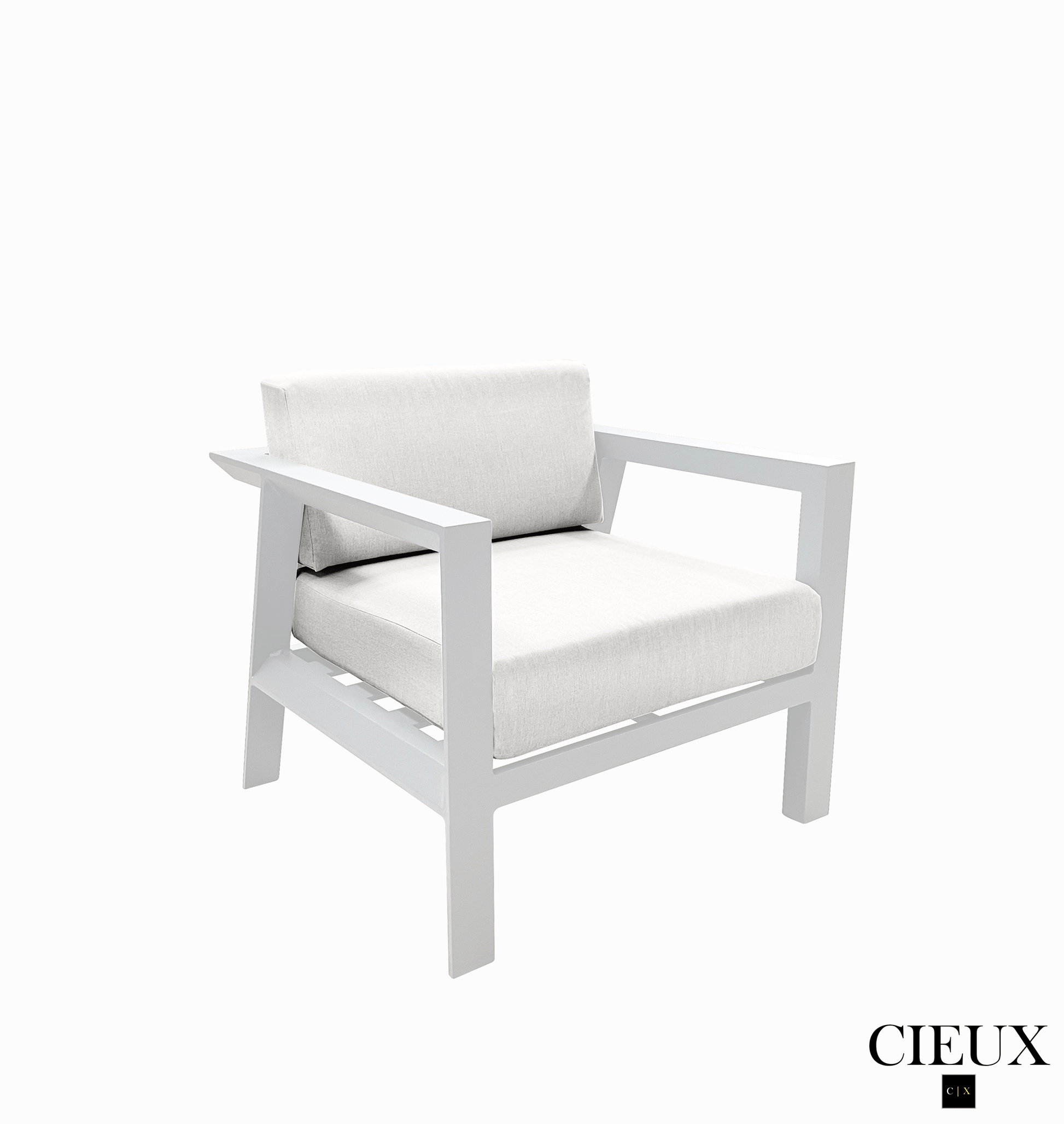 CIEUX Corsica Outdoor Patio Aluminum Metal Club Chair in White with Sunbrella Cushions, image 3