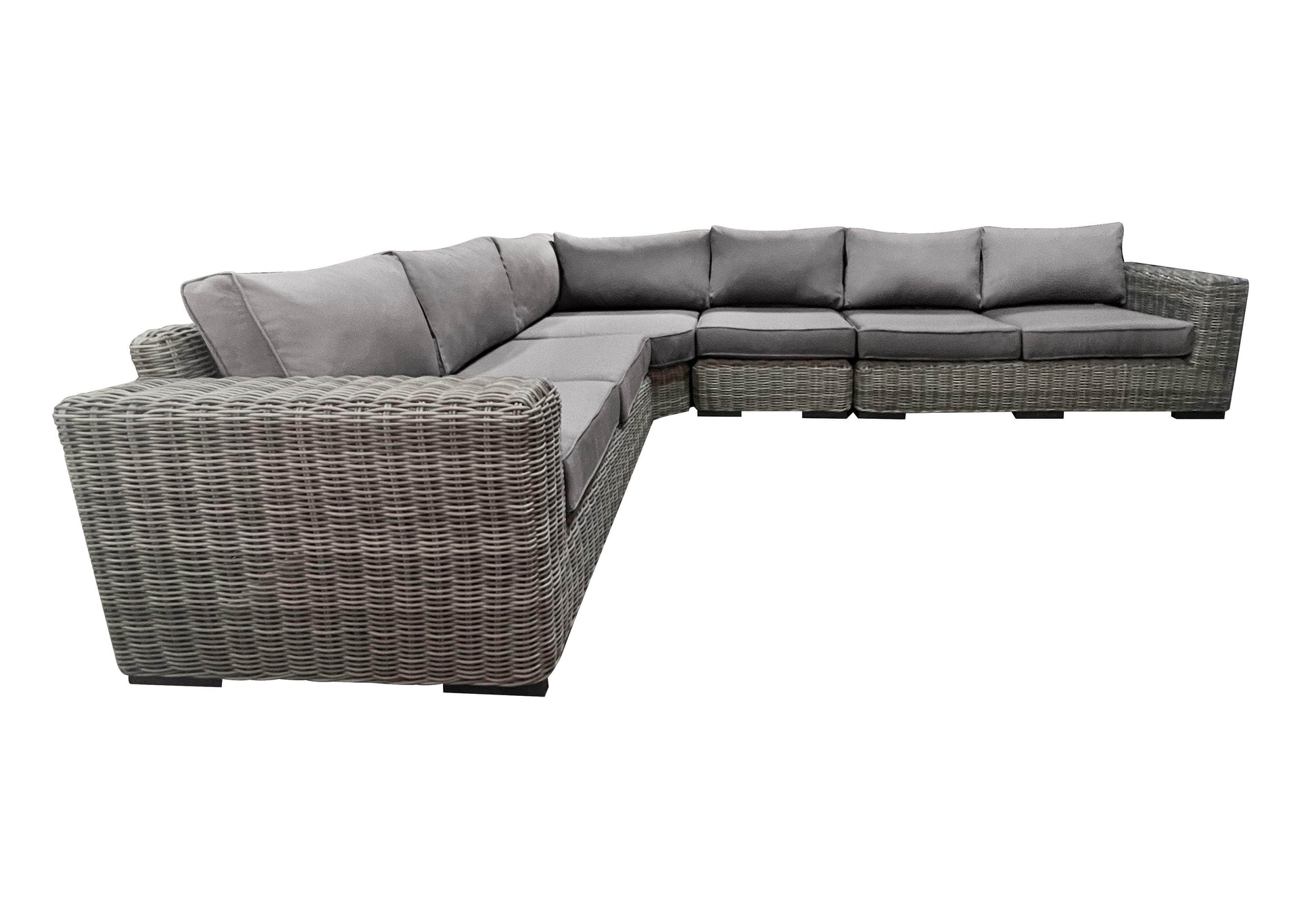 CIEUX Champagne Outdoor Patio Wicker L Shaped Sectional Sofa in Grey with Sunbrella Cushions, image 8