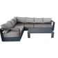 CIEUX Lyon 2 Piece Outdoor Patio Aluminum Metal L Shaped Sectional Sofa and Coffee Table Set in Midnight Grey with Sunbrella Cushions, image 8