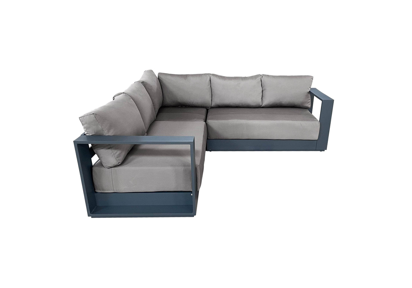 CIEUX Lyon Outdoor Patio Aluminum Metal Corner Sectional Sofa in Midnight Grey with Sunbrella Cushions, image 9